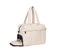 HyRaM Bolsa de lona acolchada para gimnasio, bolsa de nailon acolchada, bolsa de viaje para mujer, bolsa de viaje con compartimento para zapatos, beige
