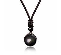 HYRKOTW 1 collar de obsidiana natural para hombre y mujer, colgante de piedra protectora unisex ajustable, un regalo significativo para él/ella (negro).