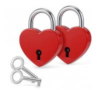 HYRKOTW 2 candados rojos en forma de corazón con llave, mini candado decorativo de metal de 25x32x6,5 mm para armario o maleta, regalo para parejas para el Día de San Valentín y aniversario.