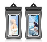 HYRKOTW Paquete de 2 fundas impermeables IPX8 para smartphone, bolsa universal sumergible para teléfonos móviles de hasta 7,5 pulgadas, funda protectora para natación, playa y nieve, color negro.