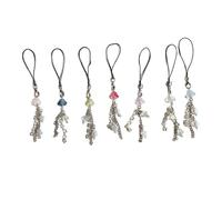 HYROOY 7 correas de teléfono con diseño de estrella de cristal, medusas de cristal, llavero de cadena antipérdida, llavero de mano