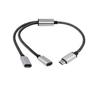 HYROOY Adaptador divisor USB C macho a doble USB C hembra, cable conector de extensión para carga y transferencia de datos, nailon + aleación de aluminio