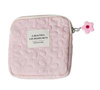 HYROOY Bolsa de cosméticos pequeña de moda para mujer, servilletas sanitarias de viaje, maquillaje, monedas, dinero, tarjetas, lápiz labial, almacenamiento de poliéster bordado, Rosado,