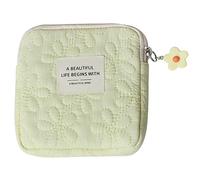 HYROOY Bolsa de cosméticos pequeña de moda para mujer, servilletas sanitarias de viaje, maquillaje, monedas, dinero, tarjetas, lápiz labial, almacenamiento de poliéster bordado, Amarillo,