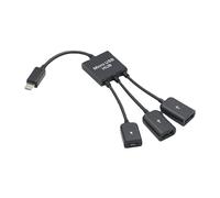 HYROOY Cable adaptador USB 2.0 doble macho a hembra para smartphones, teclados, tabletas, 3 puertos, micro USB, PVC
