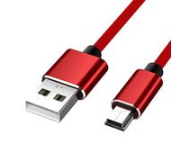 HYROOY Cable USB A-macho a Mini-B, cable USB 2.0 para cámara digital, reproductor de MP3, receptor de nailon rojo