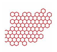 HYROOY Calcomanías hexagonales de advertencia de alta visibilidad, diseño de panal, autoadhesivas, para motocicleta, coche, PVC, color rojo