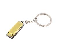 HYROOY Colorido llavero armónica armónica 8 tonos 4 agujeros para llavero para llavero 3,6 x 1,2 x 0,8 cm para niños juguete amarillo placa de estaño galvanoplastia cobre reed