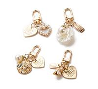 HYROOY Juego de 4 bonitas letras de amor para caracola, perlas de metal, llavero dorado para llavero, bolsa colgante de moda, Como se muestra en la imagen., As Pic Shows