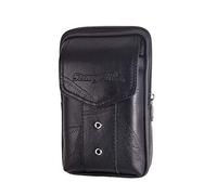 HYROOY Riñonera de cuero vintage con trabilla para cinturón, cartera para teléfono, color negro, Negro -, about 10 x 4 x 17,8 cm / 3.93 .57 x 7 inches