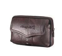 HYROOY Riñonera de cuero vintage con trabilla para cinturón, cartera para teléfono móvil para funda de poliuretano, Café, about 10 x 4 x 17,8 cm / 3.93 .57 x 7 inches