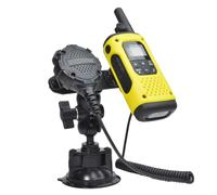 HYS 2-en-1 Radio de Mano y Altavoz micrófono Ventosa de Montaje Compatible para Motorola Baofeng Sepura Midland, Cualquier walkie Talkie y micrófono con Clip Trasero