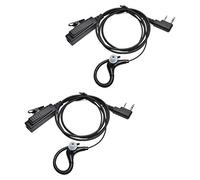 HYS Audífonos de radio de 2 pines compatibles con Kenwood Baofeng UV-5R, auriculares en forma de G con micrófono, walkie talkie para policía de seguridad (paquete de 2)