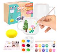 Hysagtek Juego de pintura de cerámica - Juego de tazas para pintar, juego de bricolaje para adultos, incluye tazas, pinturas, pinceles, instrucciones para pintar, regalo creativo para cumpleaños(A)
