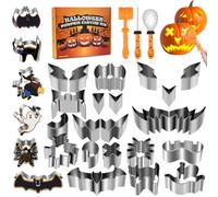 Hysagtek Kit de tallado de calabaza de Halloween - Juego de herramientas de tallado de calabaza de 24 piezas, plantillas profesionales de acero inoxidable para adultos, decoración de Halloween