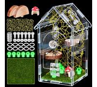 Hysagtek Recinto de araña saltando - Recinto de tarántula arbórea de acrílico pequeño terrario para reptiles con puerta magnética, accesorios transparentes de araña saltando