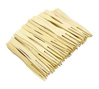 Hysagtek - Tenedores desechables de bambú para fiestas, 2 puntas, horquillas para cóctel, para el hogar y la fiesta, 8,8 cm