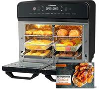 HYSapientia® 22L Freidora de Aire Caliente 2 Cámaras, Freidora sin Aceite con Pantalla Táctil LED, Dual Zone Air Fryer Oven con 10 Programas, Airfryer xxl, Acero Inoxidable, Fácil de limpiar