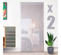 HYSENM Pack de 2 Cortina de Flecos para Puerta 1 * 2 M Panel Divisor de Ventana Separador de Habitación Decoración de Puertasy Ventanas