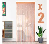 HYSENM Pack de 2 Cortina de Flecos para Puerta 1 * 2 M Panel Divisor de Ventana Separador de Habitación Decoración de Puertasy Ventanas