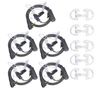 HYSHIKRA Auricular de 2 Pines para Walkie-Talkie con Gran Tecla de Micrófono, Compatible con Radios Motorola CP040, DP1400, GP300 e Hyera (5 Pack Incluye Tapones de Repuesto)