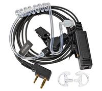 HYSHIKRA Auricular de 2 Pines para Walkie-Talkie con Micrófono de Tecla Grande, Compatible con Radios Baofeng UV-5R, UV-5RA, 888S y Kenwood (1 Pack Incluye Tapones de Repuesto)