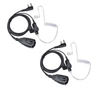 HYSHIKRA Auricular de Radio Compatible con Retevis Baofeng UV5R Kenwood TK250 Walkie Talkie Headset con PTT y micrófono (Tubo Transparente, 2 Piezas)