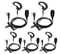 HYSHIKRA Auriculares de 2 Pines con micrófono Big PTT, compatibles con Kenwood eSnic Retevis Baofeng UV-5R Quandheng K5 K6 de Radio bidireccional para guardaespaldas de Seguridad (Forma de G, 5)