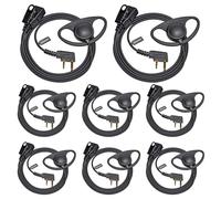 HYSHIKRA Walkie Talkie Auricular con micrófono, 2 Pines con PTT, Compatible con Kenwood eSnic Retevis Baofeng UV-5R Radio Ear Piece para guardaespaldas de Seguridad (Forma de D, 8 Piezas)