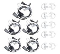 HYSHIKRA Walkie Talkie Auricular con micrófono, 2 Pines con PTT, Compatible con Kenwood eSnic Retevis Baofeng UV-5R Radio Ear Piece para guardaespaldas de Seguridad (Tubo Transparente, 5 Piezas)