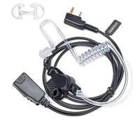 HYSHIKRA Walkie Talkie Auricular con micrófono, 2 Pines con PTT, Compatible con Kenwood eSnic Retevis Baofeng UV-5R Radio Ear Piece para guardaespaldas de Seguridad (Tubo Transparente, 1 Piezas)