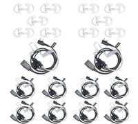 HYSHIKRA Walkie Talkie Auricular con micrófono, 2 Pines con PTT, Compatible con Kenwood eSnic Retevis Baofeng UV-5R Radio Ear Piece para guardaespaldas de Seguridad (Tubo Transparente, 10 Piezas)