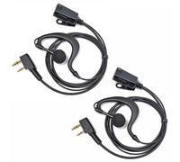 HYSHIKRA Walkie Talkie Auricular con micrófono, 2 Pines con PTT, Compatible con Kenwood eSnic Retevis Baofeng UV-5R Radio Ear Piece para guardaespaldas de Seguridad (Forma de G, 2 Piezas)