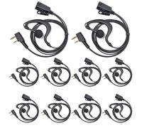 HYSHIKRA Walkie Talkie Auricular con micrófono, 2 Pines con PTT, Compatible con Kenwood eSnic Retevis Baofeng UV-5R Radio Ear Piece para guardaespaldas de Seguridad (Forma de G, 10 Piezas)