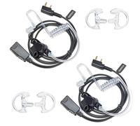HYSHIKRA Walkie Talkie Auricular con micrófono, 2 Pines con PTT, Compatible con Kenwood eSnic Retevis Baofeng UV-5R Radio Ear Piece para guardaespaldas de Seguridad (Tubo Transparente, 2 Piezas)