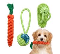 HYSHLC 3 juguetes masticables de algodón para cachorros, juguetes de cuerda para perros, juguete de zanahoria para perros, cuerdas para perros para masticadores agresivos, juguete interesante para