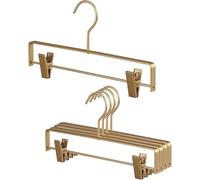HYSHLC 5 perchas para pantalones, perchas de aleación de aluminio, 30 cm, metal dorado, con pinzas antideslizantes para abrigos, ropa, perchas para pantalones