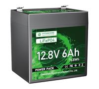 HYSINCERE Batería de litio LiFePO4 de 12 V 6 Ah con protección inteligente BMS de 10 A, batería recargable 3000+ Deep Cycle para autocaravanas, iluminación de emergencia, camping, buscador de peces