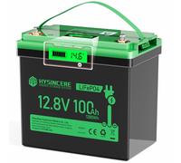 HYSINCERE Bateria de Litio Mini LiFePO4 12V 100Ah con LED 1Pack, 100 A BMS Inteligente y Máx.15.000 ciclos, Batería de Ciclo Profundo de 12 V 1280 Wh Recargable para Autocaravana, Camping