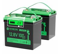HYSINCERE Batería Litio Mini LiFePO4 12 V 100 Ah con LED 2PACK, 100A BMS Inteligentes y Máx.15000 Ciclos, Bateria de Ciclo Profundo de 1280 Wh Recargable para Autocaravanas, Camping, Sistemas Solares