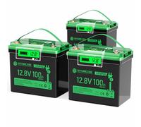 HYSINCERE Batería Litio Mini LiFePO4 12 V 100 Ah con LED 3PACK, 100A BMS Inteligentes y Máx.15000 Ciclos, Bateria de Ciclo Profundo de 1280 Wh Recargable para Autocaravanas, Camping, Sistemas Solares