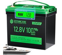 HYSINCERE Bateria Litio Trolling Motors LiFePO4 12V 100Ah con LED, 120A BMS Inteligentes y Máx.15000 Ciclos, Batería de Ciclo Profundo de 12 V 1280 Wh para Autocaravanas, Camping, Sistemas Solares