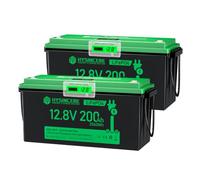HYSINCERE Batteria al Litio LiFePO4 da 12 V 200 Ah con LED, 2 confezioni da 200 A, BMS, 15000 cicli e 10 Anni, batteria da 12 Volt Deep Cycle da 2560 WH ricaricabile per Camper, campeggio, sistemi a