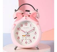 HYSJDMNC Despertador Reloj de 4 ", Despertador de 4", Campana Gemela Que no se Mete-batería funcionó más Fuerte con luz Nocturna, para el Escritorio de la mesita de Noche Relojes pequeños (Color: