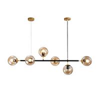 HYSJDMNC E27 Moderno Vidrio Largo Moderno Oro Moléculas Sputnik Latón Plafón Lámpara De Techo Durante La Luz Comedor Cocina Isla Dormitorio Iluminación-Cristal Negro Y Ámbar 6