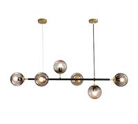 HYSJDMNC E27 Moderno Vidrio Largo Moderno Oro Moléculas Sputnik Latón Plafón Lámpara De Techo Durante La Luz Comedor Cocina Isla Dormitorio Iluminación-Vidrio Negro y hollín 6