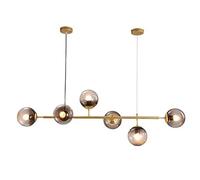HYSJDMNC E27 Moderno Vidrio Largo Moderno Oro Moléculas Sputnik Latón Plafón Lámpara De Techo Durante La Luz Comedor Cocina Isla Dormitorio Iluminación-Cristal Dorado Y Ámbar 6
