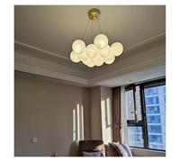 HYSJDMNC Lámpara Colgante de Bola de Cristal Blanca Estilo Crema Moderna, lámpara Colgante Estilo Linterna de Frijol mágico Minimalista, Accesorio de iluminación (Blanco cálido 13 Cabezas)