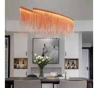 HYSJDMNC Lámpara Colgante de Borla Rectangular, Cadena Decorativa de Lujo Moderna, iluminación de Techo LED para Sala de Estar, Mesa de Comedor, Hotel (luz de 3 Colores de Oro Rosa de 100 cm, 40 W)