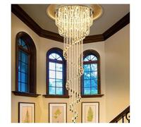 HYSJDMNC Lámpara de araña de Cristal LED Lámpara de Sala de Estar Villa de Lujo atmosférica Escalera dúplex Circular Lámparas de Alambre Colgantes largas Creativas Luz Colgante (D40 cm cambiable)